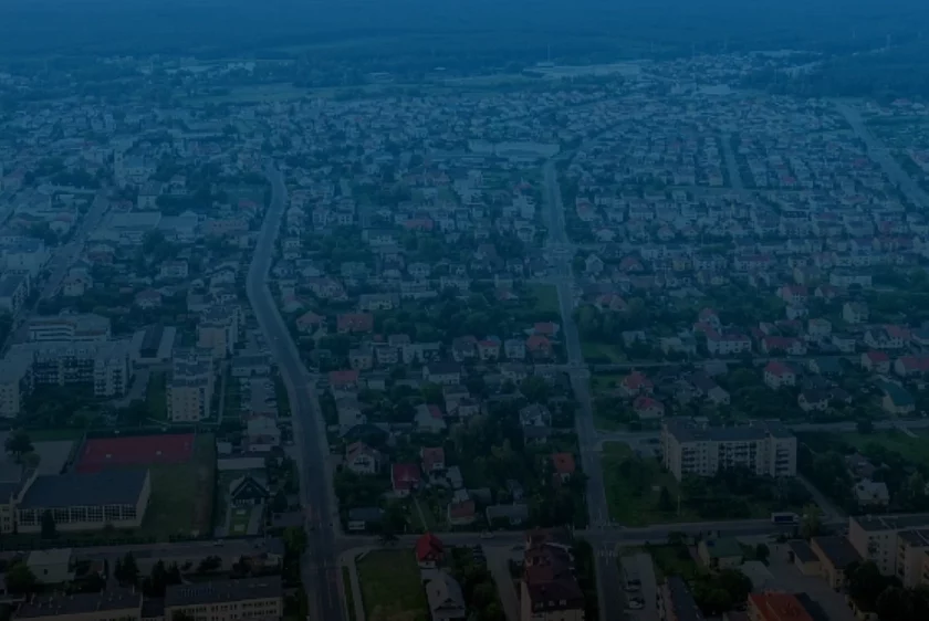 Klimatyzacja Biłgoraj- widok miasta Biłgoraj z lotu ptaka, w którym przeprowadzamy montaż klimatyzacji
