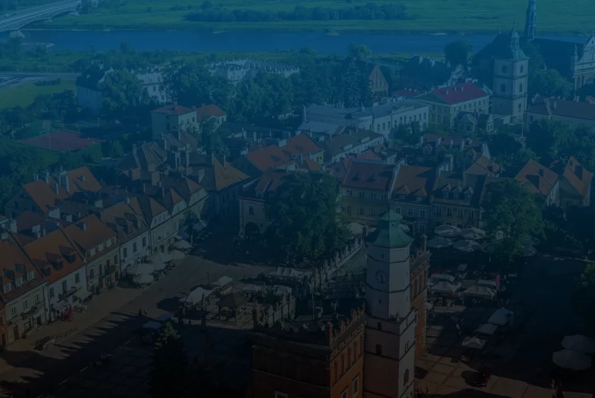 Klimatyzacja Sandomierz - widok Sandomierza z lotu ptaka, w którym przeprowadzamy montaż klimatyzacji