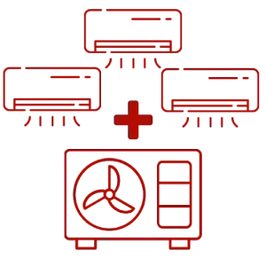 Zestaw klimatyzacji multisplit - połączenie jednostki zewnętrznej i kilku jednostek wewnętrznych
